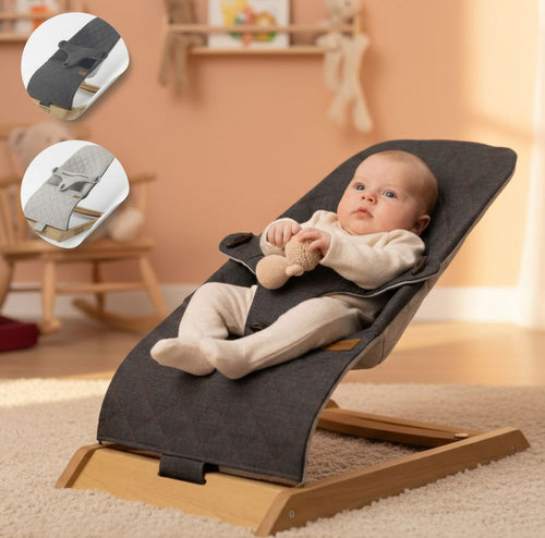 Anka Houten Babywipstoel met Dubbele Schommelfunctie – Vergrendelbaar – Omkeerbare Stoffen Bekleding – 0-18 kg