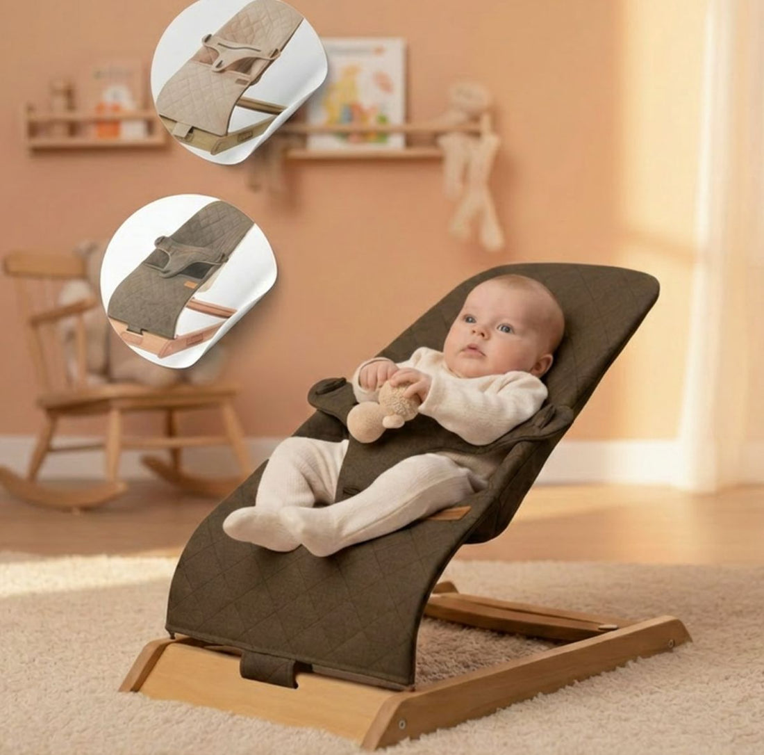 Anka Houten Babywipstoel met Dubbele Schommelfunctie – Vergrendelbaar – Omkeerbare Bekleding – Bruin – 0-18 kg