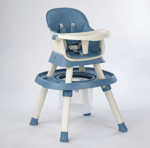 Yummy 12-in-1 Kinderstoel Blauw – Multifunctioneel met Speelblad & Werktafel
