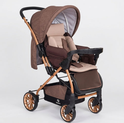 Omkeerbare Kinderwagen – Inklapbaar & Lichtgewicht – Verstelbare Rugleuning – Bruin– 0-36 kg