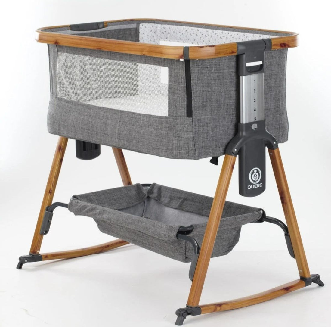 2-in-1 Campingbedje & Co-Sleeper met Schommelfunctie, Wielen en Inklapbaar – Beige (60 x 90 cm)
