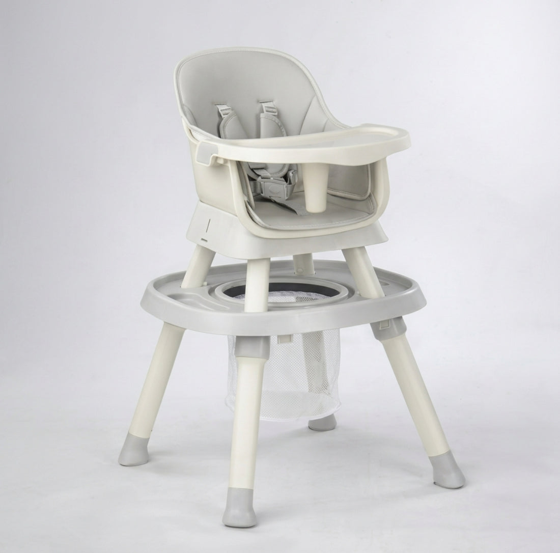 Yummy 12-in-1 Kinderstoel Crème – Multifunctioneel met Speelblad & Werktafel