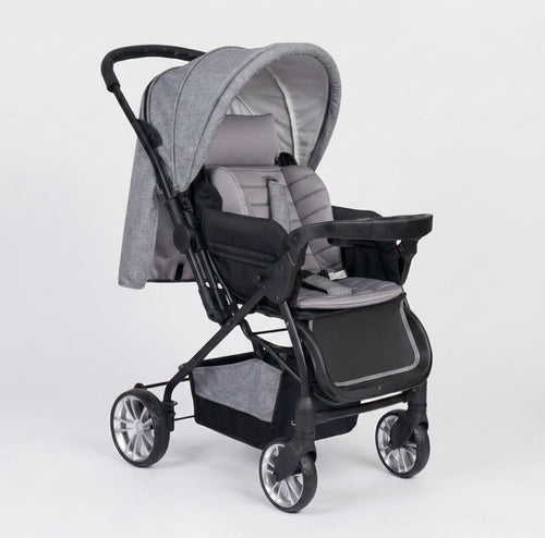 Omkeerbare Kinderwagen – Inklapbaar & Lichtgewicht – Verstelbare Rugleuning – Grijs – 0-36 kg