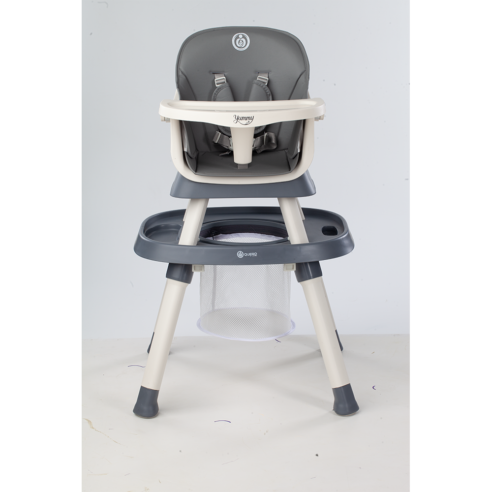 Yummy 12-in-1 Kinderstoel Donkergrijs – Multifunctioneel met Speelblad & Werktafel