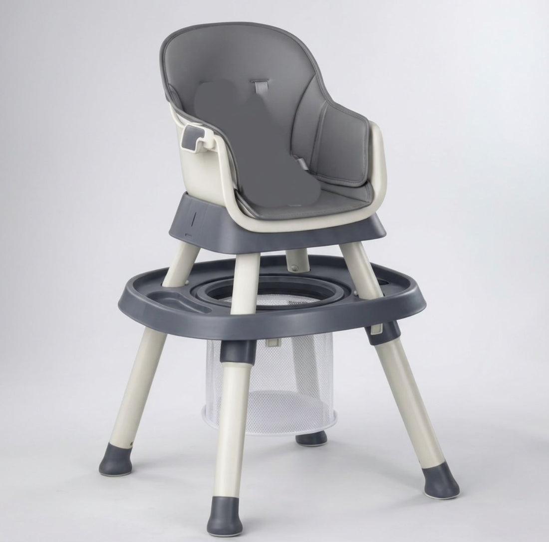 Yummy 12-in-1 Kinderstoel Donkergrijs – Multifunctioneel met Speelblad & Werktafel