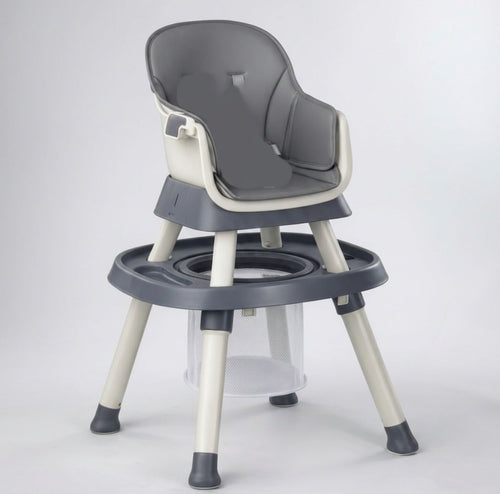Yummy 12-in-1 Kinderstoel Donkergrijs – Multifunctioneel met Speelblad & Werktafel