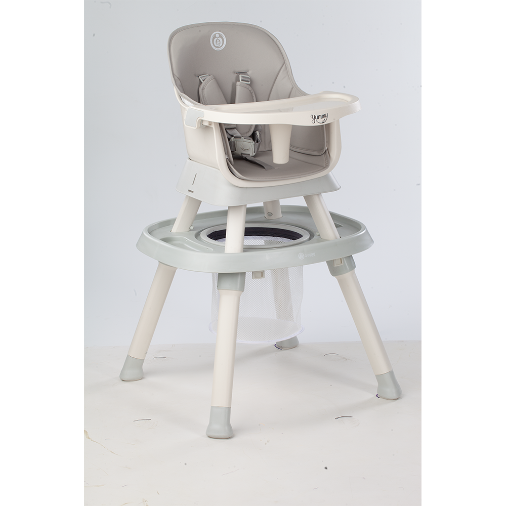 Yummy 12-in-1 Kinderstoel Crème – Multifunctioneel met Speelblad & Werktafel