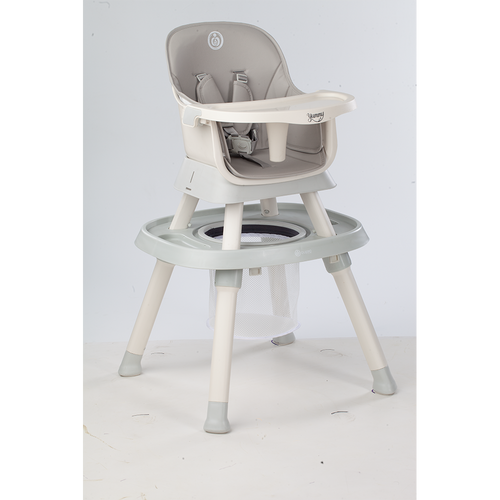 Yummy 12-in-1 Kinderstoel Crème – Multifunctioneel met Speelblad & Werktafel