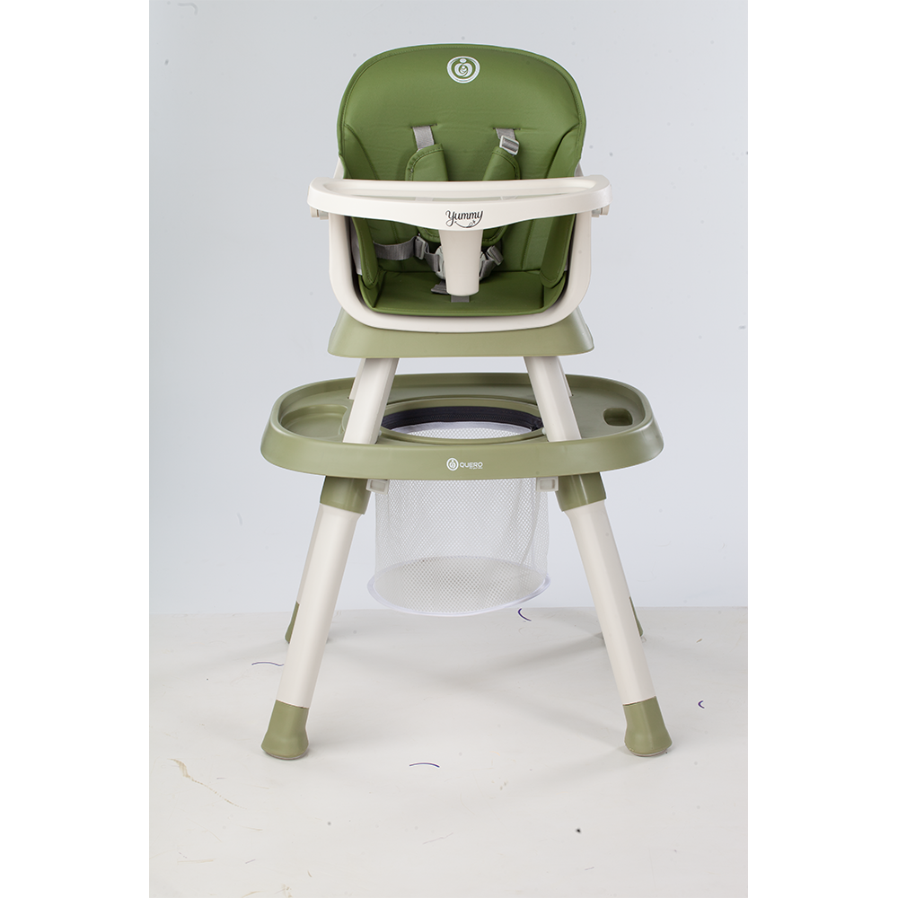 Yummy 12-in-1 Kinderstoel Olijfgroen – Multifunctioneel met Speelblad & Werktafel